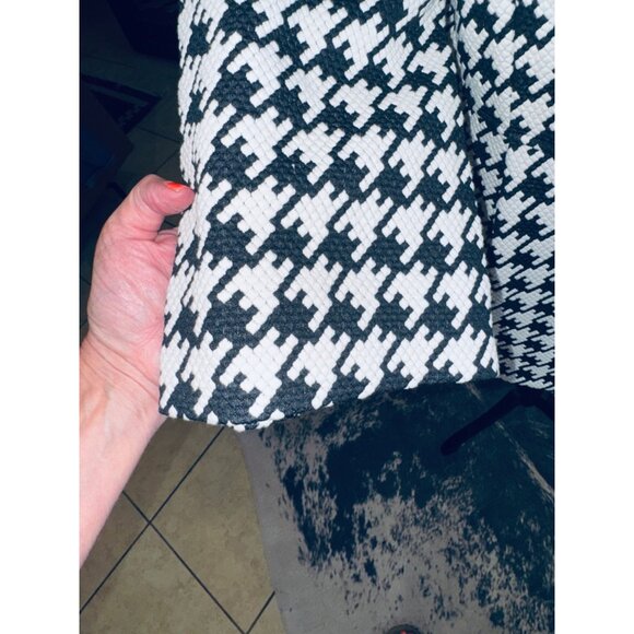Ali Miles Womens Houndstooth Print Jacket Black White Peplem Hem Money Classic - Picture 10 of 10